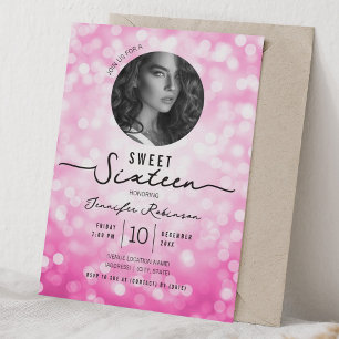 Invitación Luces Elegantes con Brillo Cumpleaños Sweet 16 Ros