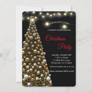 Invitación Luces elegantes de árbol de Navidad festivo