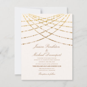 Invitación Luces Elegantes de Brillo y Destello Crema Blanco