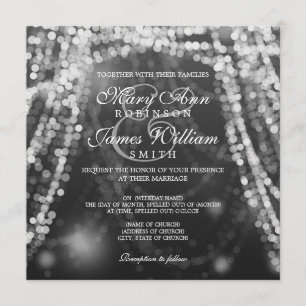 Invitación Luces elegantes de cuerda plateada de bodas
