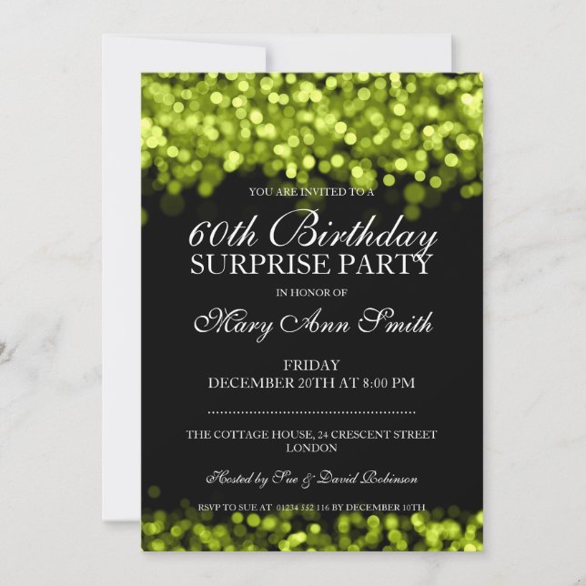 Invitación Luces elegantes de la cal de la fiesta de (Anverso)