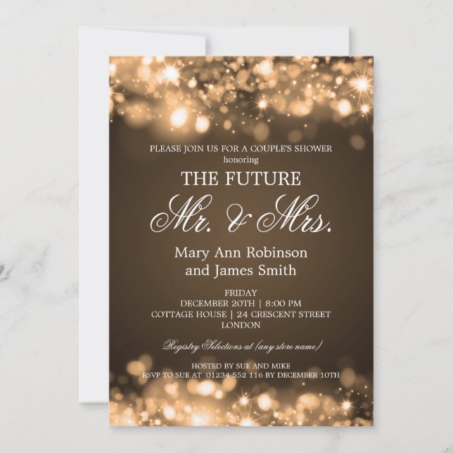 Invitación Luces elegantes de la chispa de Sr. señora Couples (Anverso)