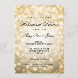 Invitación Luces elegantes del purpurina del oro de la cena
