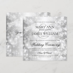 Invitación Luces elegantes del reflejo de la plata de la boda