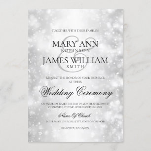 Invitación Luces elegantes del reflejo de la plata de la boda