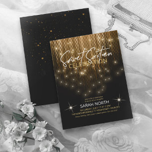 Invitación Luces en cascada Sweet 16 Gold ID790