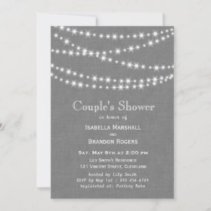 Invitación Luces en la ducha de la pareja Burlap gris