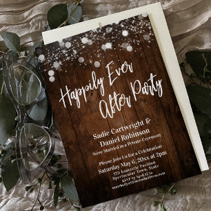 Invitación Luces en Madera Recepción de la Fiesta Felices par