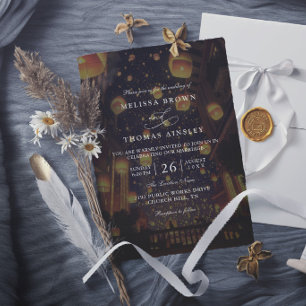 Invitación Luces Enredadas Elegante Boda Chic Moderna