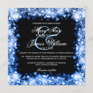 Invitación Luces esparcantes Boda Azul zafiro