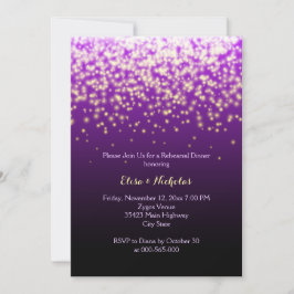 Invitación Luces espumosas boda púrpura para la cena