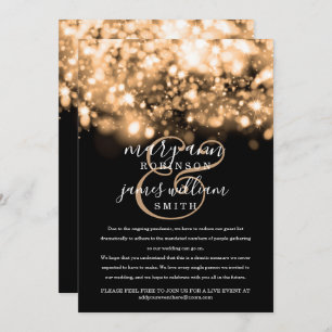 Invitación Luces espumosas de oro Boda reducidas/cambiadas
