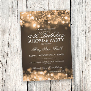 Invitación Luces espumosas de oro de la fiesta de cumpleaños 