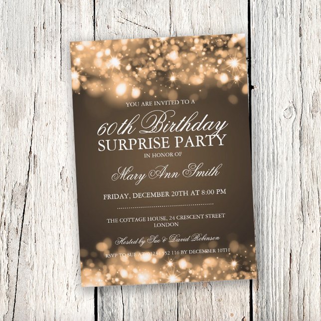 Invitación Luces espumosas de oro de la fiesta de cumpleaños  (Subido por el creador)