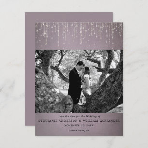 Invitación Luces espumosas Mauve Photo Save the Date
