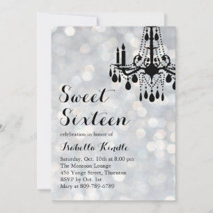 Invitación Luces espumosas Plata Ballroom Sweet 16 Invite