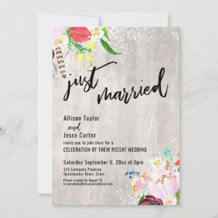 Invitación Luces Florales Boho Rústicas de Madera Fiesta de R