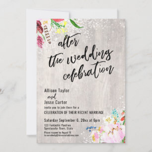 Invitación Luces Florales de Madera Después de la Celebración