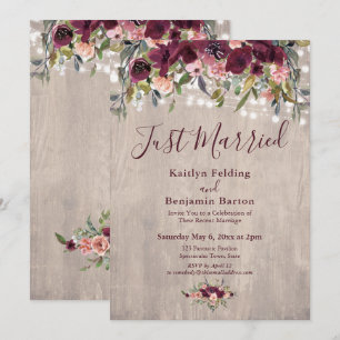 Invitación Luces Florales de Madera Solo Recepción de Recién