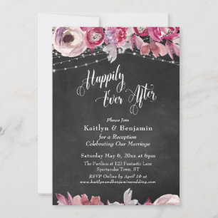 Invitación Luces Florales en Pizarra Felices por Siempre