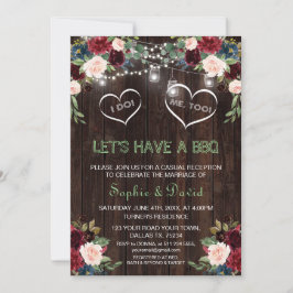 Invitación Luces Florales Rosa Borgoña Madera Digo BBQ