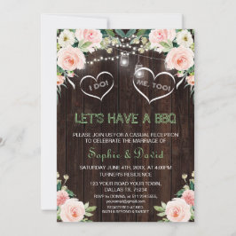 Invitación Luces Florales Rosadas de Rubor Madera Antigua YO 