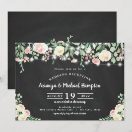 Invitación Luces florales rosadas rústicas solo para recepció