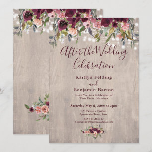 Invitación Luces Florales Rústicas Después de la Celebración