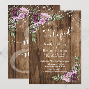 Invitación Luces Florales Rústicas Solo Recepción de Elopamie
