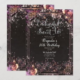 Invitación Luces Glam Glitter Destello Oscuro Fiesta Dulces 1