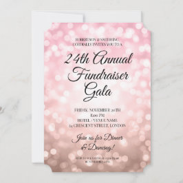 Invitación Luces Gold del Rosa de Fiesta de Recaudación de Fo