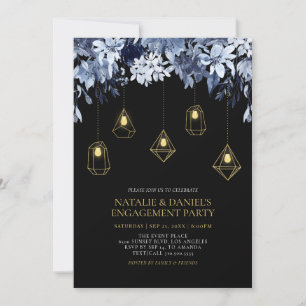 Invitación Luces Gold y Black Lights & Floral Engagement Part