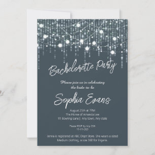 Invitación Luces grises y blancas colgantes de la fiesta de l