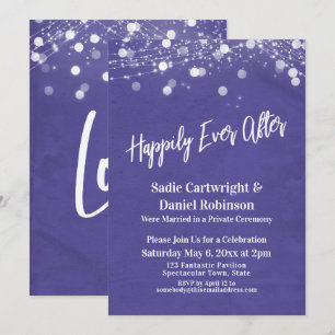 Invitación Luces Grunge Felices para Siempre Recepción Púrpur