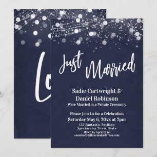 Invitación Luces Grunge Recién Casados Azul Marino Solo Recep