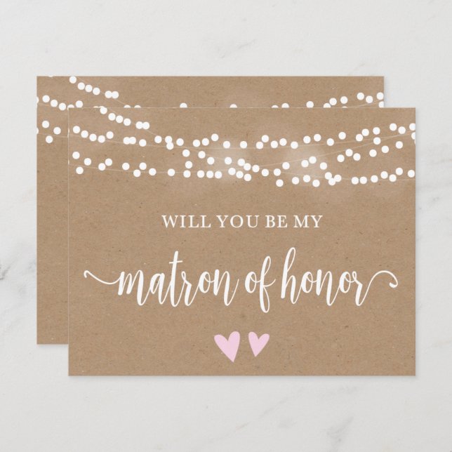 Invitación Luces Kraft ¿Serás Mi Dama de Honor? (Anverso / Reverso)