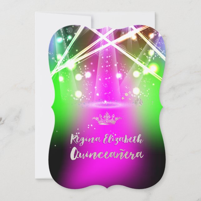 Invitación Luces láser PixDezines Quinceanera/Dulce 15 (Anverso)