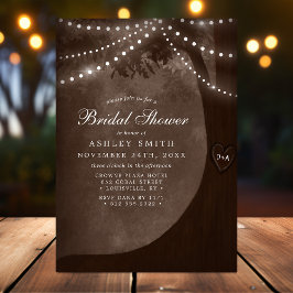 Invitación Luces Marrones Rústicas de Árbol para Despedida de