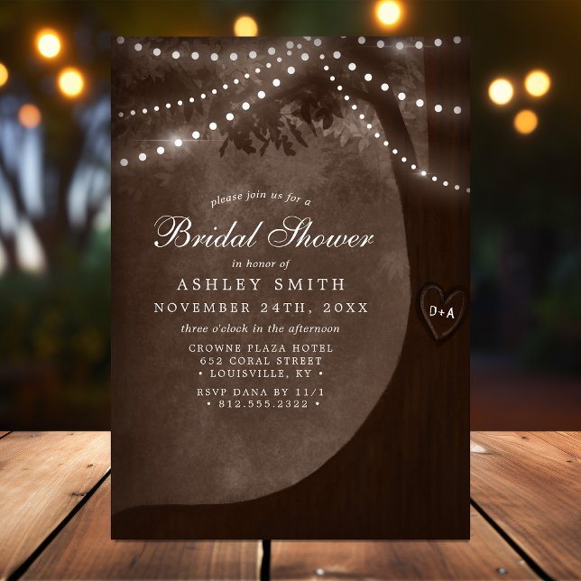 Invitación Luces Marrones Rústicas de Árbol para Despedida de (Subido por el creador)