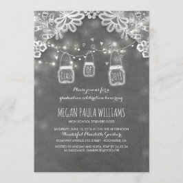 Invitación Luces Mason Jars Lace Rustic Graduation Party