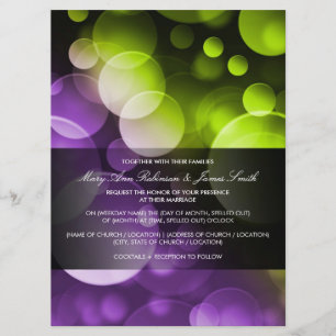 Invitación Luces modernas de la boda en la cal de la púrpura