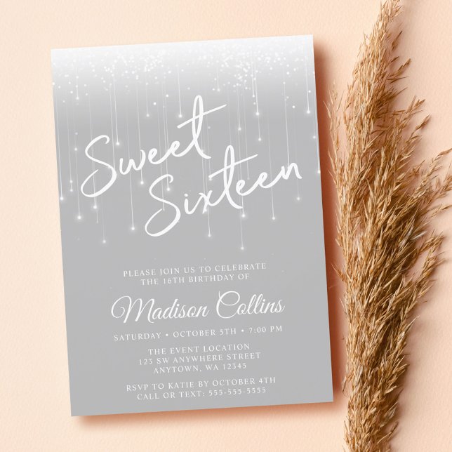 Invitación Luces modernas Gris y dulce blanco 16 (Subido por el creador)
