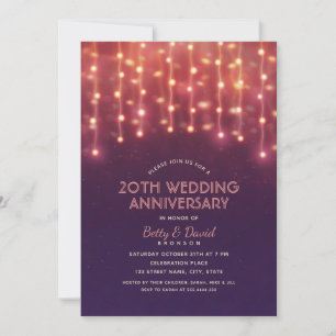 Invitación Luces modernas para fiestas de aniversario de boda