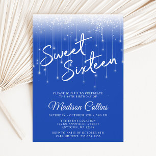 Invitación Luces Modernas Royal Blue Cumpleaños 16