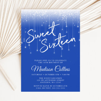Invitación Luces Modernas Royal Blue Cumpleaños 16
