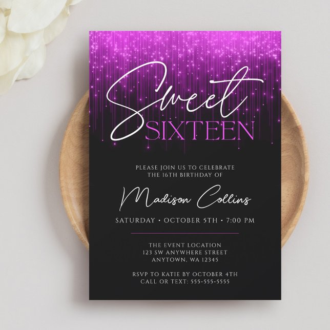 Invitación Luces Moradas Cumpleaños Dulces 16 (Subido por el creador)