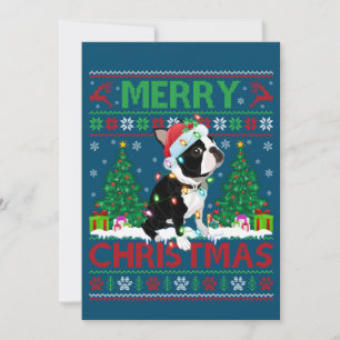 Invitación Luces Navideñas Feas Boston Terrier Chris