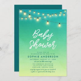 Invitación Luces para Baby Shower Vidrio de Mar Acuarela