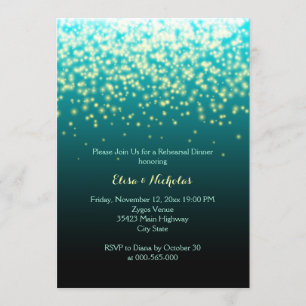 Invitación Luces parachoques verde azulado ensayo boda cena
