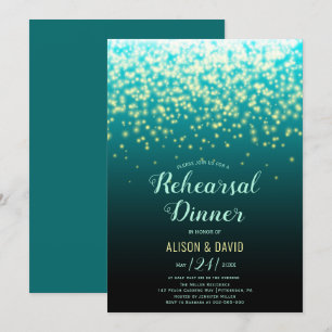 Invitación Luces parpadeantes verde azuladas boda de la cena